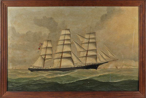 John Henry Mohrmann (American/Belgian 1857-1916): John Henry Mohrmann (American/Belgian 1857-1916), oil on canvas of the American ship St.Charles, signed lower right and dated 1890, 27 1/2'' x 43 1/4''.
