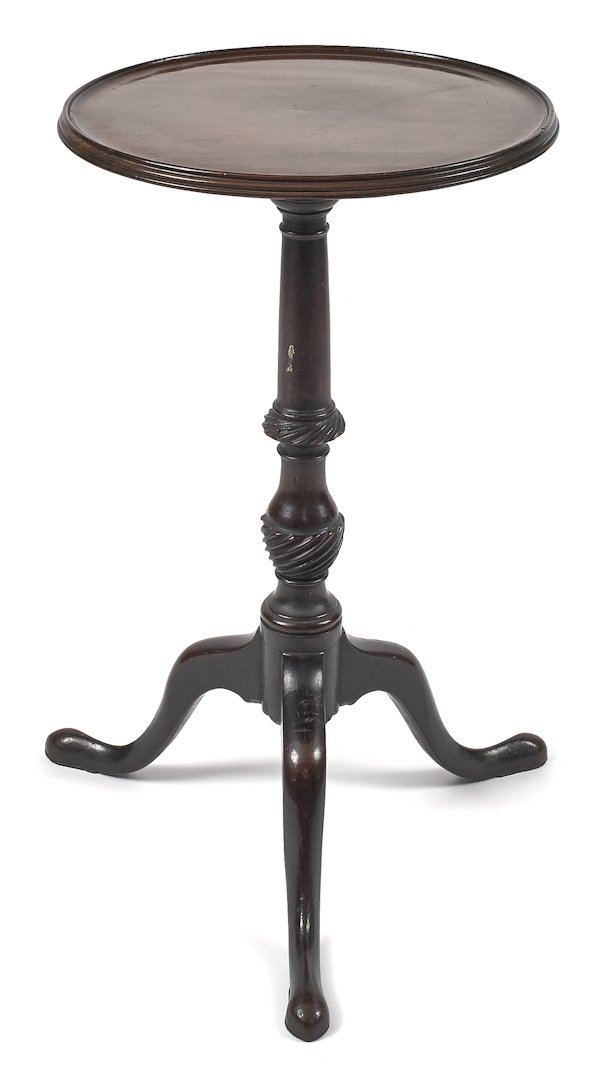 George III mahogany candlestand, ca. 1770, 27 1: George III mahogany candlestand, ca. 1770, 27 1/2'' h., 16 1/2'' w.