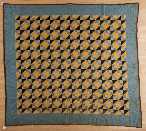 Bellville, Pennsylvania Big Valley Amish Jacobs: Bellville, Pennsylvania Big Valley Amish Jacobs Ladder quilt, late 19th c., initialed A.P. for Amanda Peachy, 80'' x 80''.