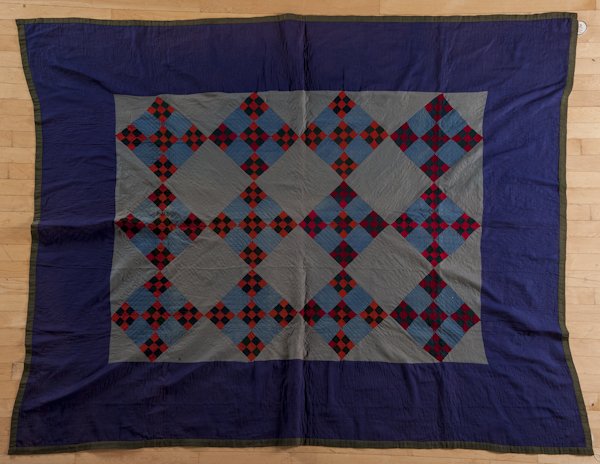 Lancaster, Pennsylvania Amish double nine-block: Lancaster, Pennsylvania Amish double nine-block patchwork quilt, ca. 1930, 84'' x 68''.