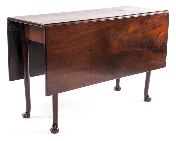 Queen Anne mahogany dropleaf dining table, ca. 1: Queen Anne mahogany dropleaf dining table, ca. 1760, possibly Virginia, 28'' h., 17'' w., 44 3/4'' d.