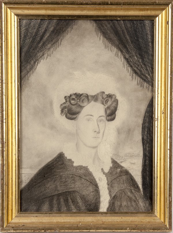 Charcoal sketch of a woman within drapery, reta: Charcoal sketch of a woman within drapery, retaining a note verso stating Property of Homer Eaton Keyes, used as the cover for the Magazine Antiques, 14'' x 10 1/4''. Provenance: Herbert Schiffer.