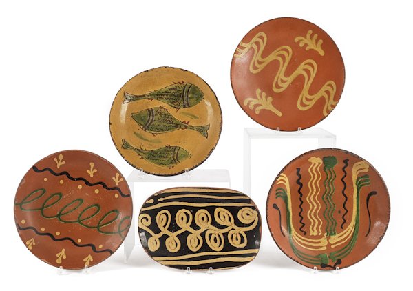 Five pieces of contemporary redware by Shooner, 1: Five pieces of contemporary redware by Shooner, 10 3/4'' dia.