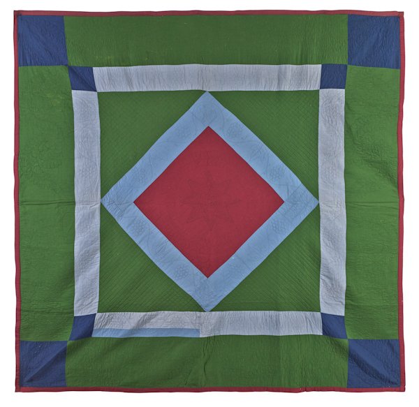 Amish diamond in square quilt, early 20th c., 77'': Amish diamond in square quilt, early 20th c., 77'' x 80''.