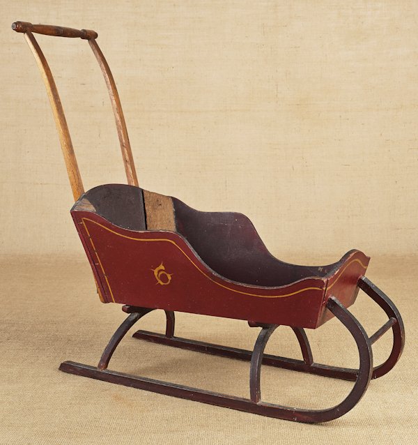 Child's painted push sled, late 19th c., 21 1/2'': Child's painted push sled, late 19th c., 21 1/2'' l.