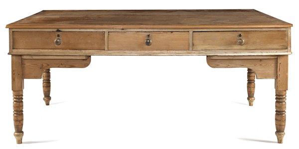 French pine kitchen table, 19th c., 32'' h., 71 1/: French pine kitchen table, 19th c., 32'' h., 71 1/4'' w., 44 1/4'' d.