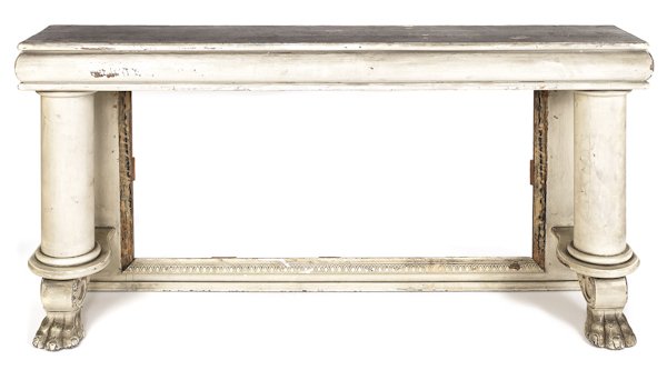 Painted oak pier table, 27 3/4'' h., 57'' w., 11 1/: Painted oak pier table, 27 3/4'' h., 57'' w., 11 1/4'' d.
