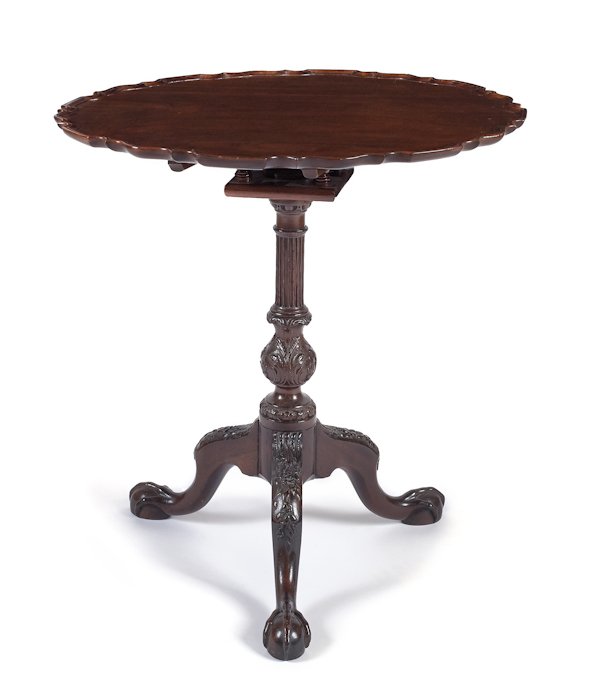 Chippendale style pie crust walnut tea table, 28'': Chippendale style pie crust walnut tea table, 28'' h., 27'' dia.
