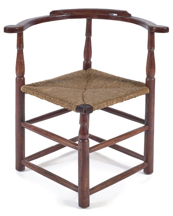 New England stained Queen Anne maple corner chair: New England stained Queen Anne maple corner chair, ca. 1760.