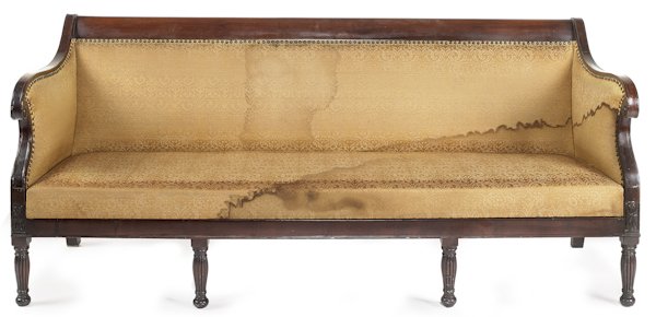 Sheraton mahogany sofa, ca. 1815, 34'' h., 76'' w.: Sheraton mahogany sofa, ca. 1815, 34'' h., 76'' w.