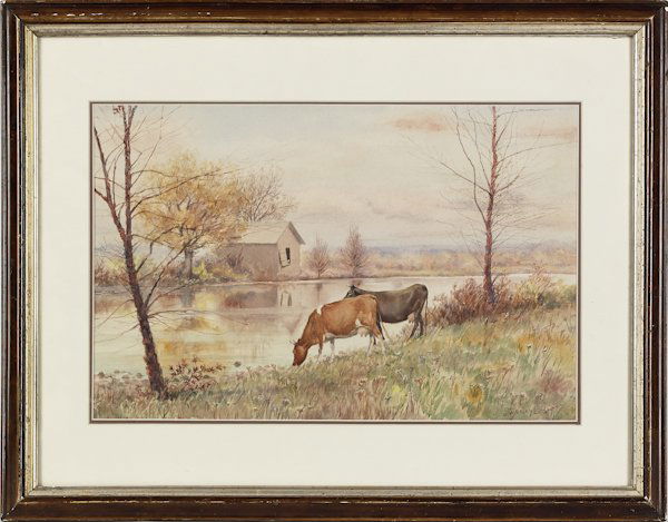John Wesley Little (American 1867-1923), watercol: John Wesley Little (American 1867-1923), watercolor landscape, signed lower right, 13'' x 20''.