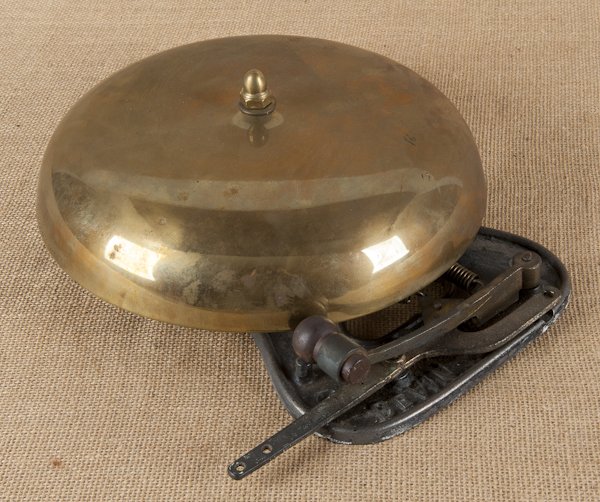 Cast iron and brass boxing bell, inscribed Bevin: Cast iron and brass boxing bell, inscribed Bevin, 12'' dia.