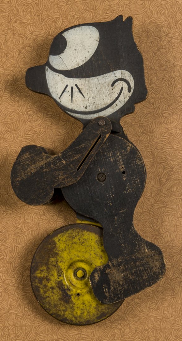 Felix the Cat wooden push toy, 13 1/2'' h.: Felix the Cat wooden push toy, 13 1/2'' h.