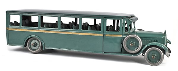 Buddy L pressed steel bus, 28'' l.: Buddy L pressed steel bus, 28'' l.