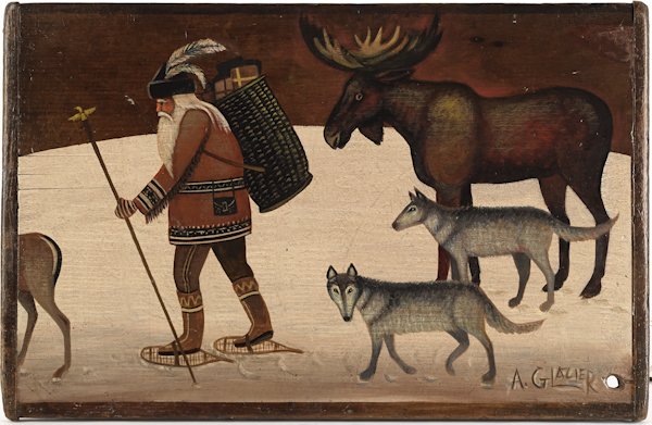 A. Glazier (East Berlin, Pennsylvania), oil on bo: A. Glazier (East Berlin, Pennsylvania), oil on board landscape with a trapper, 15 1/4'' x 23 1/2''.