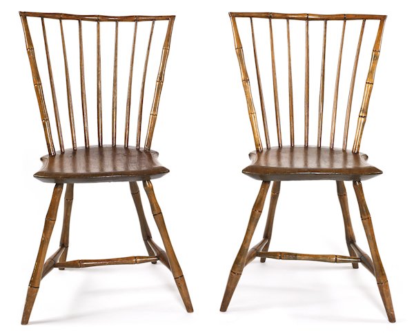 Pair of birdcage Windsor side chairs, early 19th: Pair of birdcage Windsor side chairs, early 19th c.