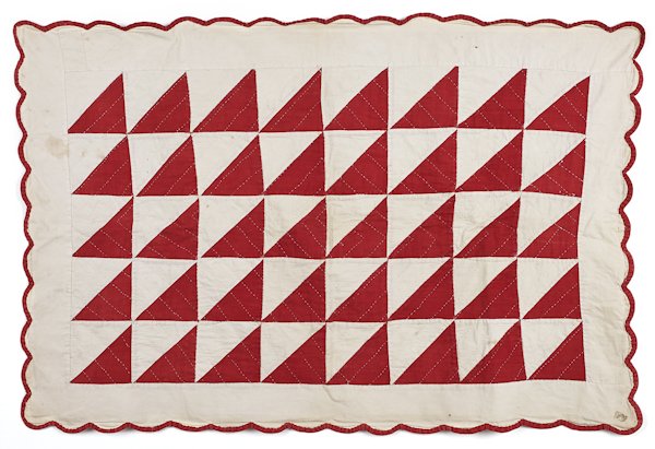 Pennsylvania patchwork star variant quilt, late 1: Pennsylvania patchwork star variant quilt, late 19th c., 85'' x 85'', together with a patchwork crib quilt, 24'' x 35''.