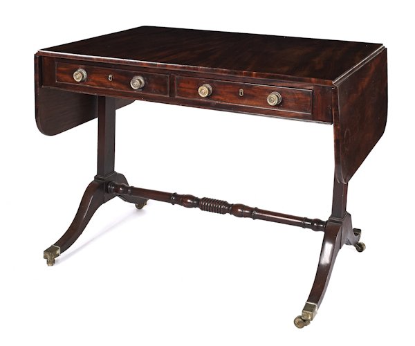 Reproduction George III mahogany sofa table, 29'': Reproduction George III mahogany sofa table, 29'' h., 57 1/2'' w., 24'' d.