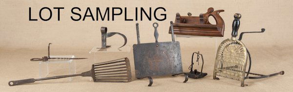 Early metalware, to include fire tongs, hearth eq: Early metalware, to include fire tongs, hearth equipment, a trivet, hinges, etc.