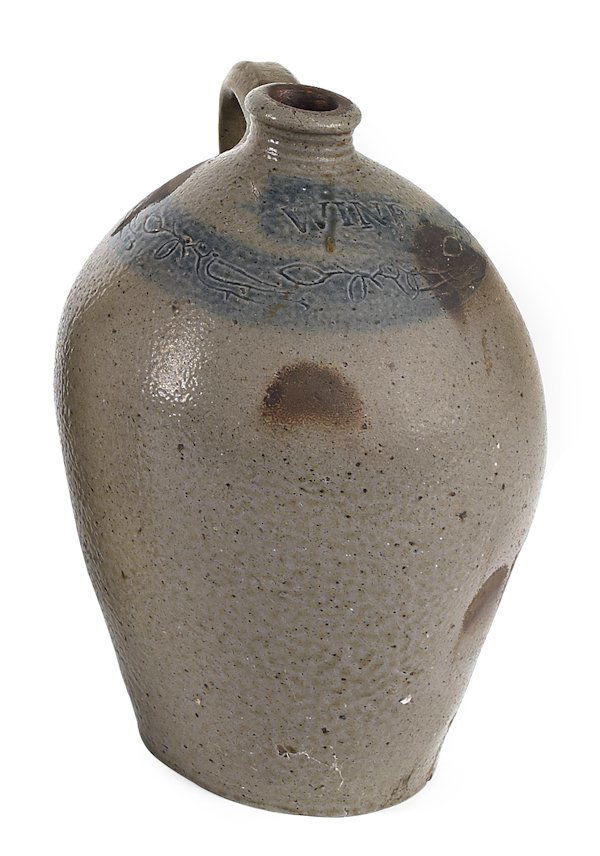 Stoneware jug, 19th c., impressed Wine, with in Dec 12, 2013 Pook