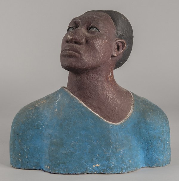 David Stone Martin (American 1913-1992), plaster: David Stone Martin (American 1913-1992), plaster bust of a black man, 20'' h.