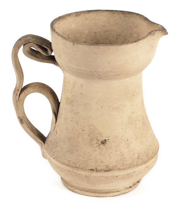 George Ohr unglazed redware creamer, stamped on: George Ohr unglazed redware creamer, stamped on base, 4'' h.