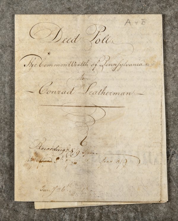 Pennsylvania ink on vellum deed poll, dated 178: Pennsylvania ink on vellum deed poll, dated 1780, against James Rankin of Yorktown for high treason seizing his assets, 15 3/4'' x 24''.