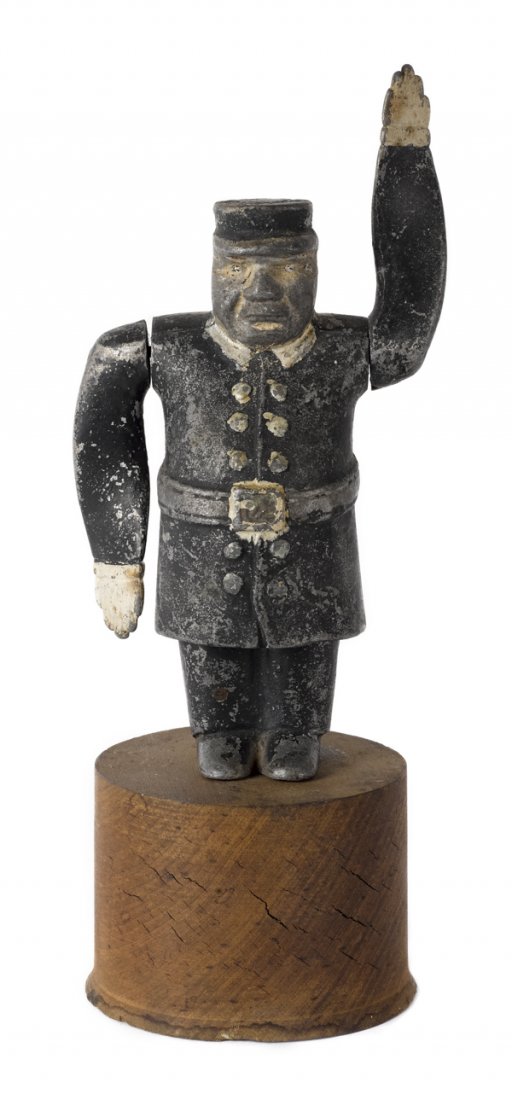 Painted aluminum policeman whirligig, early 20th: Painted aluminum policeman whirligig, early 20th c., 7 1/2'' h. Provenance: The Estate of Kristina Barbara Johnson, Princeton, NJ.