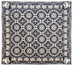 Blue and white jacquard coverlet, ca. 1840, with