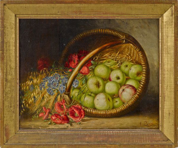 August Laux (American 1847-1921), oil on canvas s: August Laux (American 1847-1921), oil on canvas still life, signed lower right, 16'' x 20''. Provenance: The Estate of Kristina Barbara Johnson, Princeton, NJ.