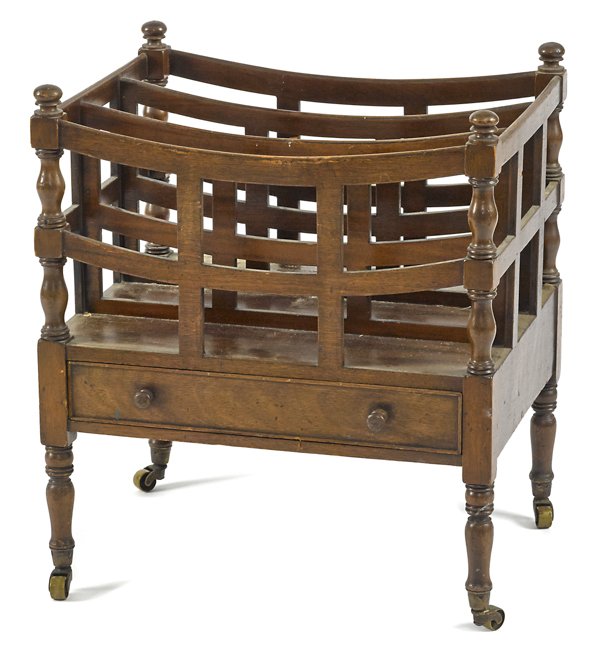 Sheraton style mahogany canterbury, 20'' h., 17 1/: Sheraton style mahogany canterbury, 20'' h., 17 1/2'' w.