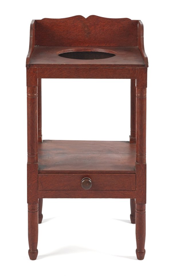 Pennsylvania painted pine Sheraton washstand, 19t: Pennsylvania painted pine Sheraton washstand, 19th c., 34 1/4'' h., 17 1/4'' w.