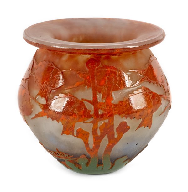 Charles Schneider Le Verre France Charder cameo a: Charles Schneider Le Verre France Charder cameo art glass vase, early 20th c., 3 1/4'' h.