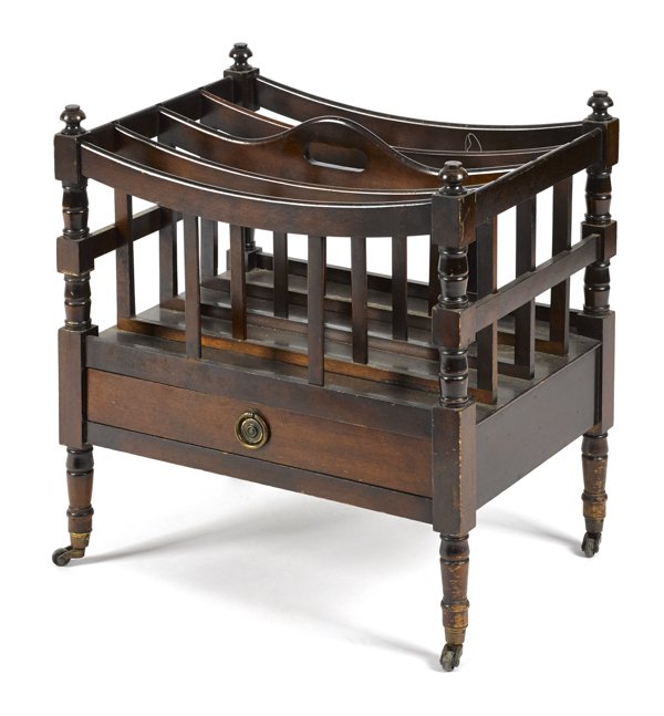 Regency style mahogany canterbury, 20 1/4'' h., 19: Regency style mahogany canterbury, 20 1/4'' h., 19'' w.