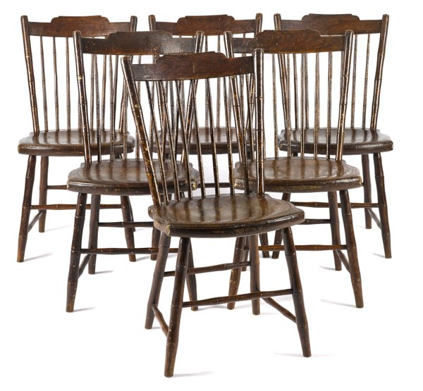 Set of six Pennsylvania Windsor chairs, ca. 1800.: Set of six Pennsylvania Windsor chairs, ca. 1800.
