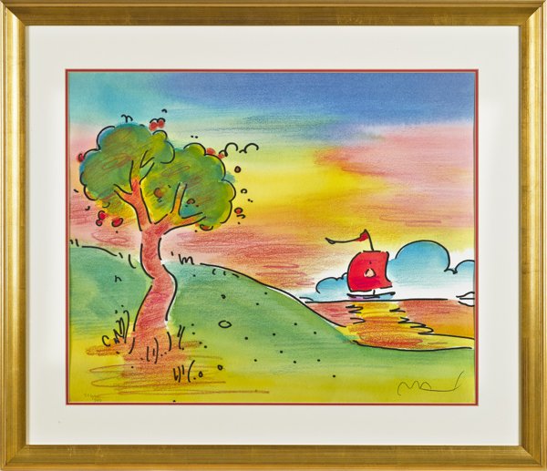 Peter Max (American b. 1937,) two signed serigrap: Peter Max (American b. 1937,) two signed serigraphs, titled Friends, 18 1/2'' x 25 1/2'', and Quiet Lake III, 22 1/2'' x 27 1/2''.