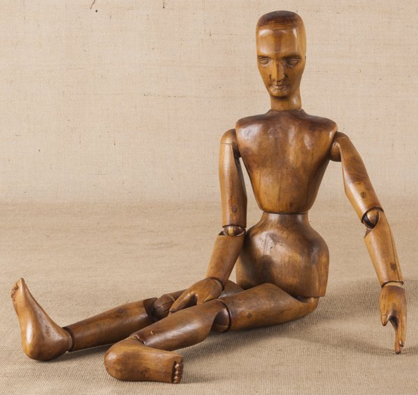 Carved wood artist's model, 20th c., 32'' h.: Carved wood artist's model, 20th c., 32'' h.