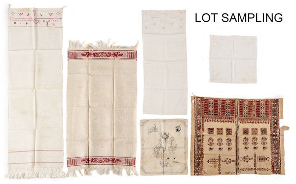 Group of textiles, to include a Pennsylvania show: Group of textiles, to include a Pennsylvania show towel, dated 1845.