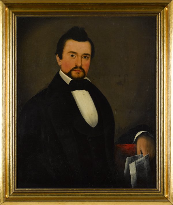 Oil on canvas portrait of a gentleman, 19th c., a: Oil on canvas portrait of a gentleman, 19th c., attributed to William Matthew Prior, 33 1/2'' x 27''.