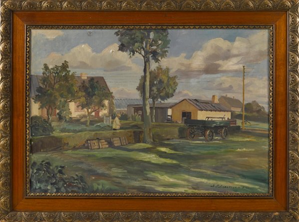 Oil on canvas landscape, signed A.J. Anderson a: Oil on canvas landscape, signed A.J. Anderson and dated '25, 27 1/2'' x 39 1/2''.