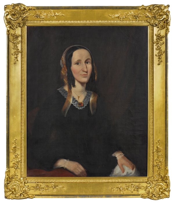 Attributed to Henry G. McCann (American b. 1808),: Attributed to Henry G. McCann (American b. 1808), oil on canvas portrait of Mary E. Coles nee Kirk (1812-1849), accompanying this lot is an early handwritten note identifying the artist and sitter, 36