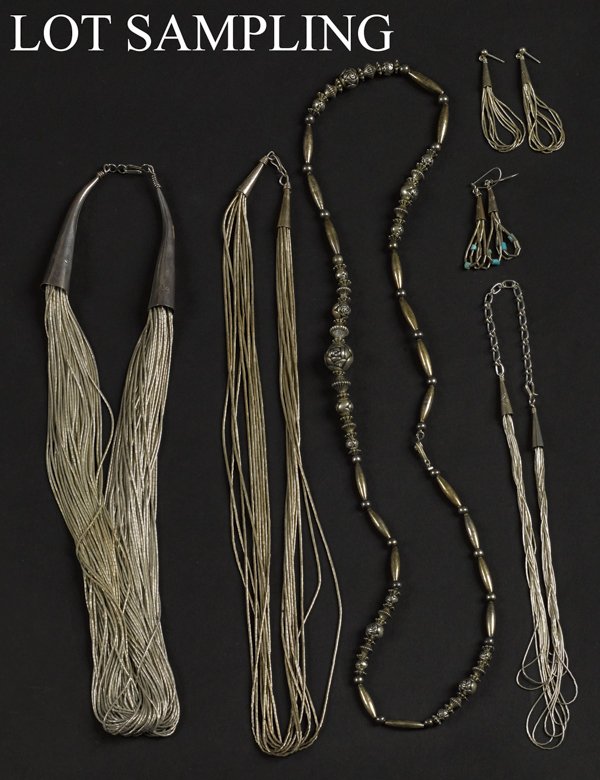Ten ''liquid silver'' necklaces and bracelets, toge: Ten ''liquid silver'' necklaces and bracelets, together with another silver beaded necklace.