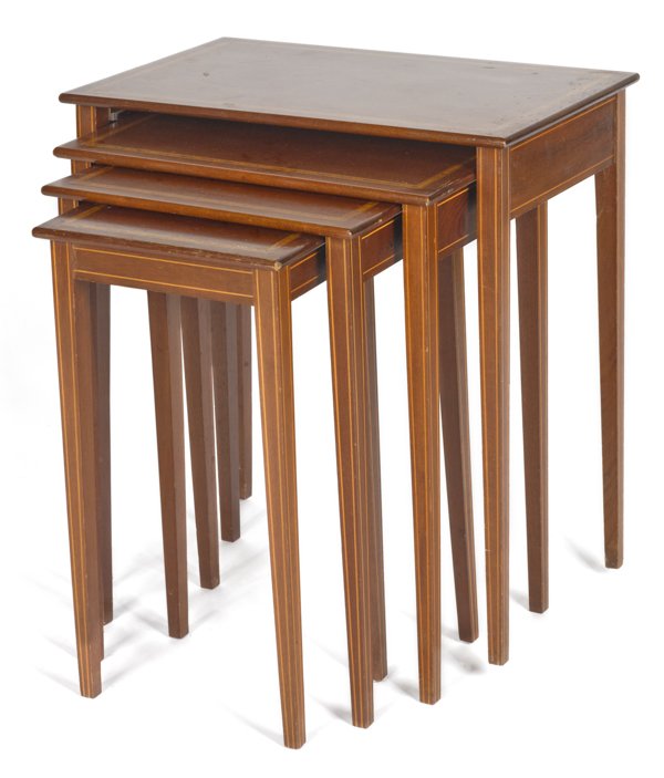 Federal style mahogany nesting tables, 24 1/2'' h.: Federal style mahogany nesting tables, 24 1/2'' h., 22'' w.