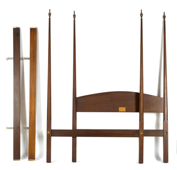 Eldred Wheeler mahogany pencil post bed, 86'' h.,: Eldred Wheeler mahogany pencil post bed, 86'' h., 54'' w., 80 1/2'' d.