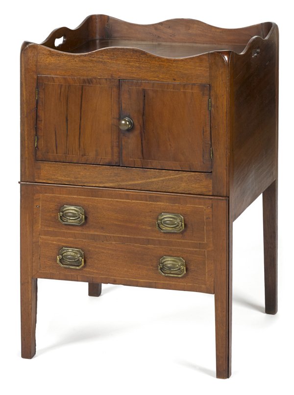 Two English mahogany commodes, 31'' h., 23 1/2'' w.: Two English mahogany commodes, 31'' h., 23 1/2'' w. and 29 1/2'' h., 19 3/4'' w.