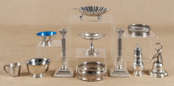 Group of sterling silver and plated tablewares.: Group of sterling silver and plated tablewares.