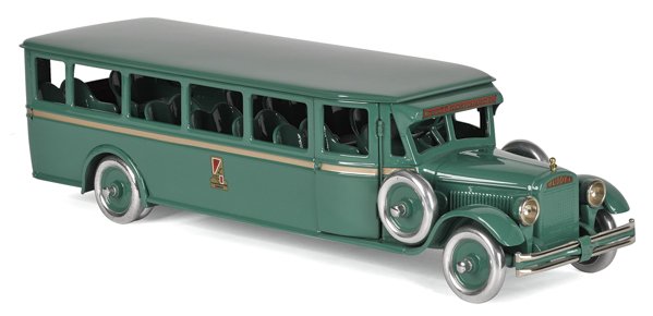 Buddy L pressed steel bus, 28 1/2'' l.: Buddy L pressed steel bus, 28 1/2'' l.