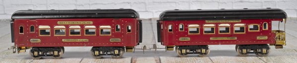 Two Ives standard gauge #186 Pullman parlor tra: Two Ives standard gauge #186 Pullman parlor train cars.