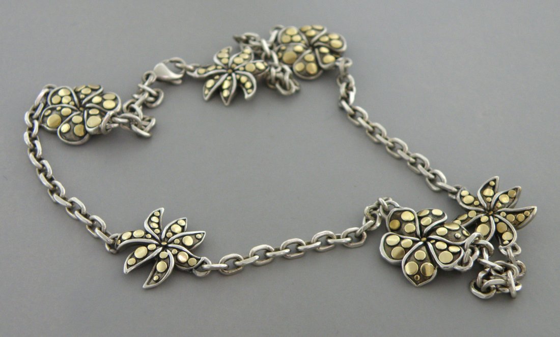 JOHN HARDY 18K GOLD STERLING SILVER FLOWER NECKLACE (1 of 2)