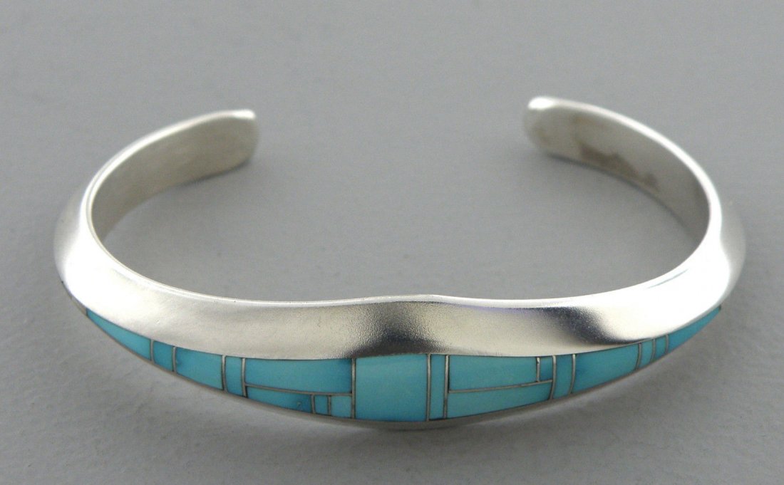STERLING SILVER 925 GIRLS TURQUOISE CUFF BANGLE (1 of 2)